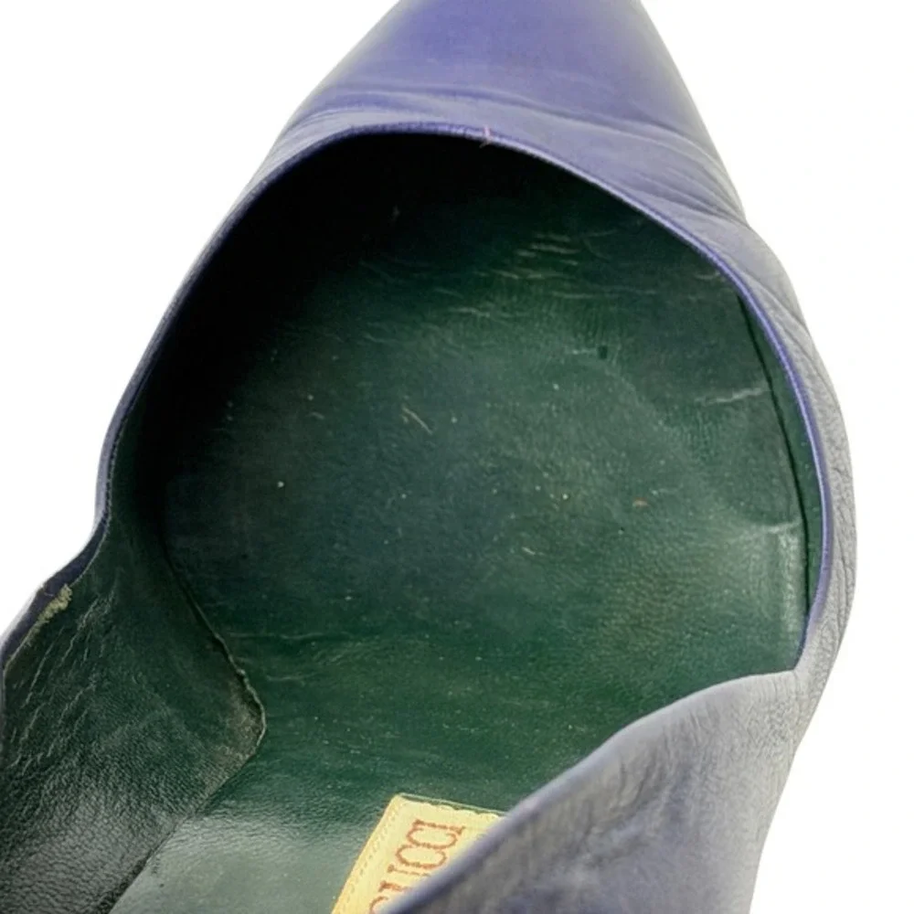 Gucci Viola Purple Leather Pointed Toe Heels Sz 38 Designer Made in Italy w/ Box